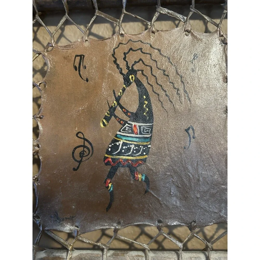 Tribal Wall Hanging Painting On Cow Hide African Warrior Very Unique 1960’s